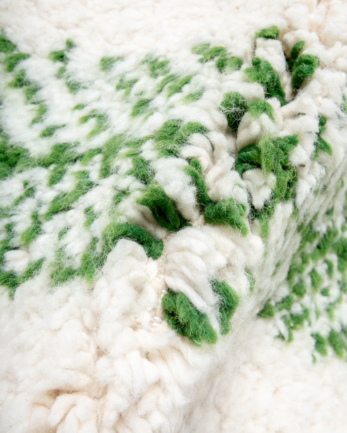 Modern, designer, handcrafted Berber rug from Morocco. Beniourain carpet with beautiful colours and patterns and fluffy wool texture.